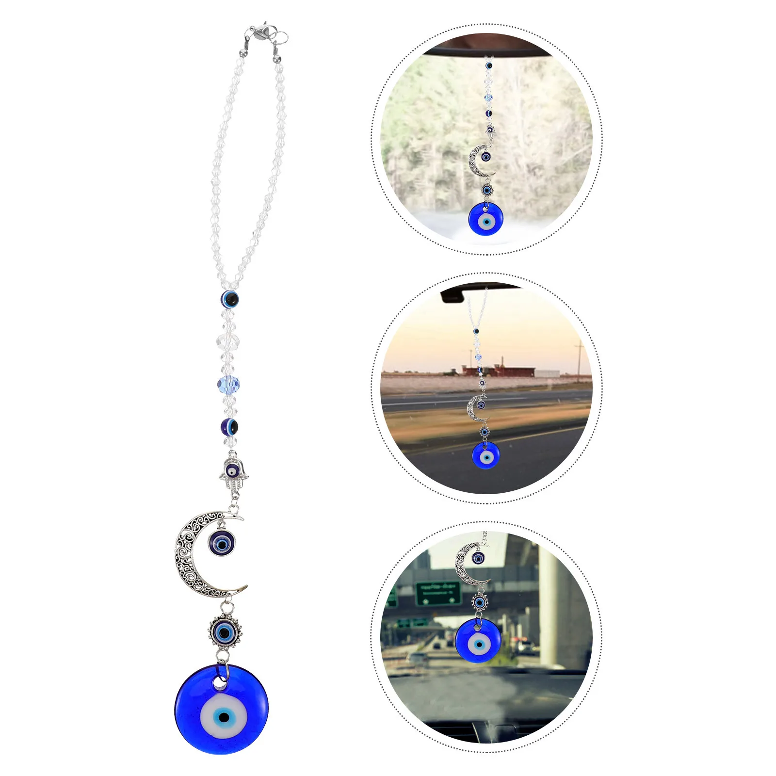 

Stylish Evil Eye Crystal Car Pendant Rearview Mirror Hanging Decor Interior Accessory Ornament Evil Eye Car Accessories