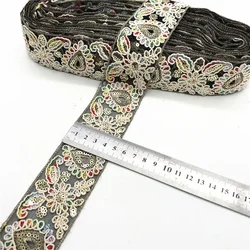 Sequin Lace Trims for Wedding Dress Decoration, Floral Lace Ribbon, Bridal Sewing Material, DIY Guipure Crafts, 1Yards