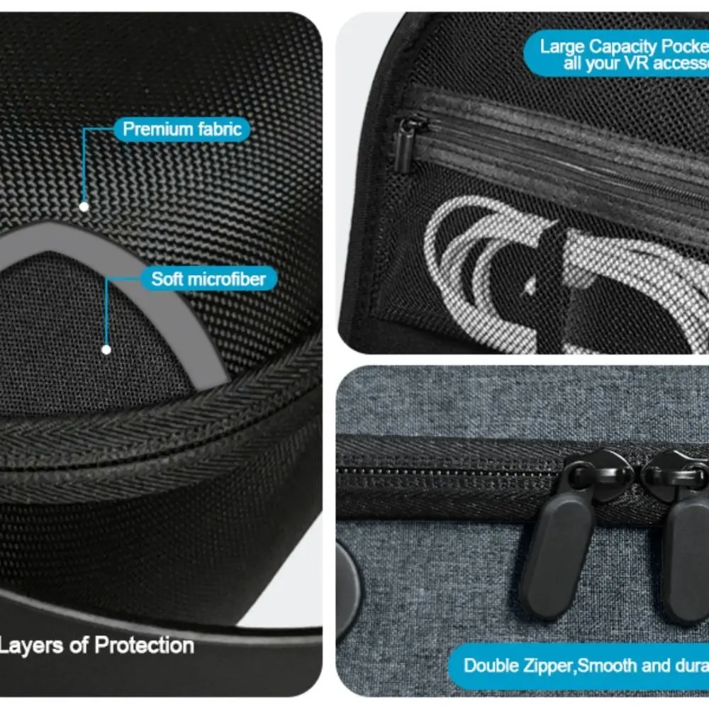 กันกระแทก VR แว่นตากระเป๋า Anti-Scratch ขนาดใหญ่ความจุกระเป๋าถือ EVA Hard SHELL พร้อมที่จับสําหรับ Meta Quest 3S/3