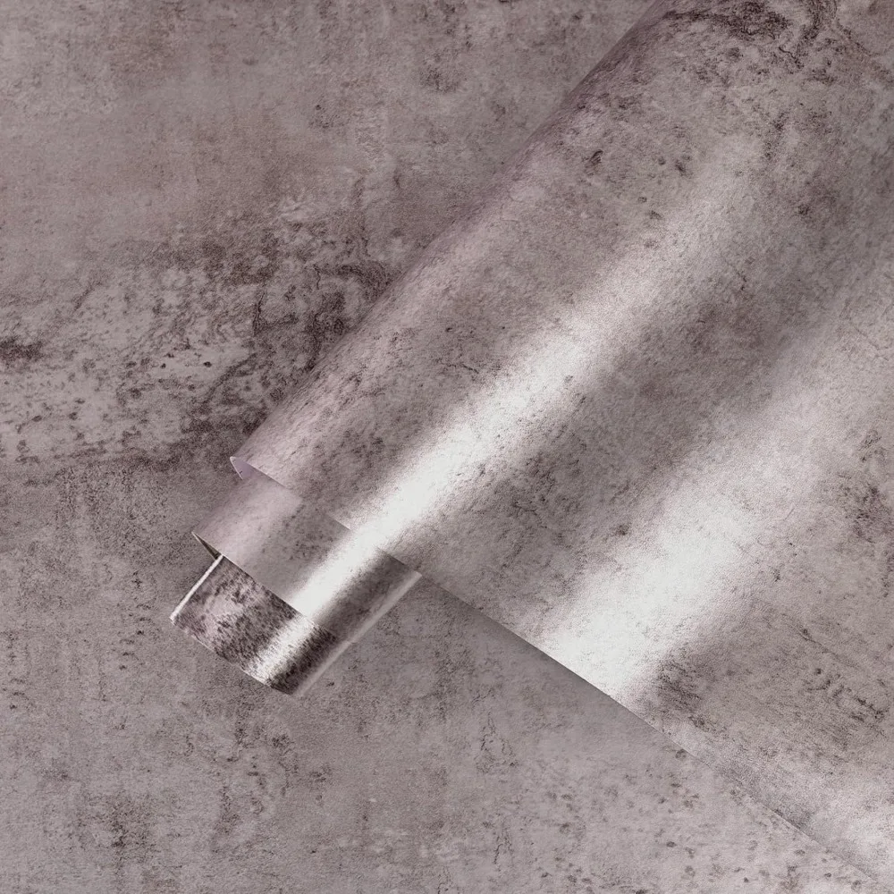 ورق جدران صناعي من الأسمنت الأرجواني - ورق اتصال فضي معدني قابل للتقشير واللصق واسع جدًا لأسطح الكونترتوب والجدران