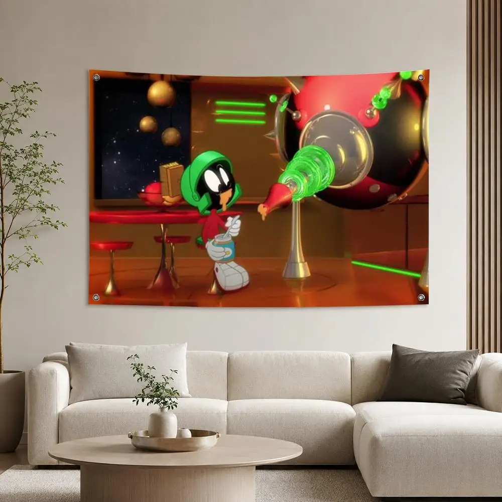 Marvin the Martian Classic Cartoon Character Flags Home Yard & Garden Decor Banner - Indoor Outdoor Wall Hanging Flag