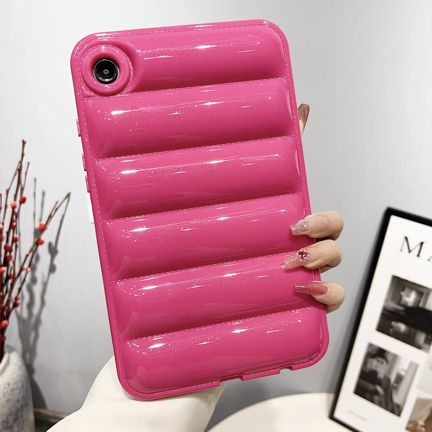 Soft Silicone Candy Color Tablet Case For Samsung Tab S10 S9 A9 Plus S8 S7 A8 A7 S6 Lite Glittering Case Down Jacket Funda Cover