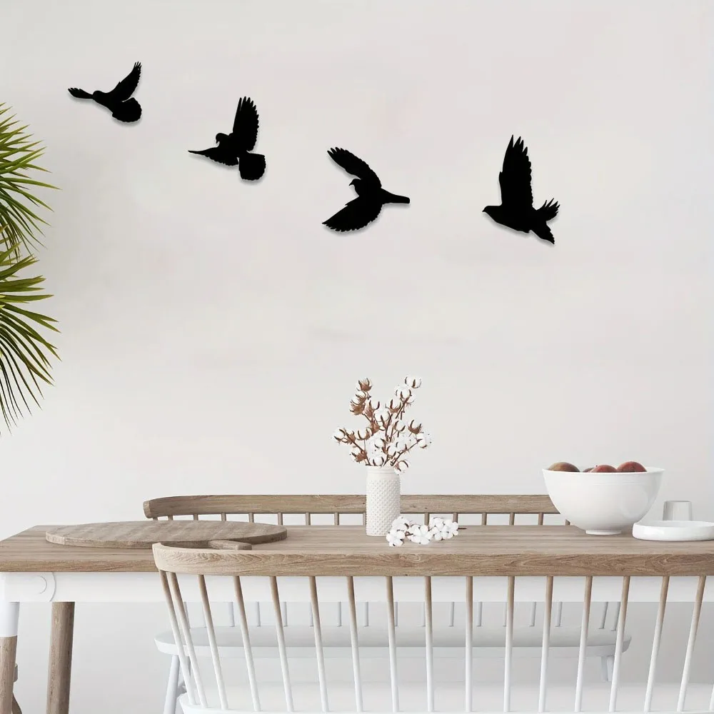 

Crafts Black Birds Metal Wall Decor, 4pcs Black Birds Metal Wall Art Decorative Metal Art Decor Hanging Wall Art，Home Decor