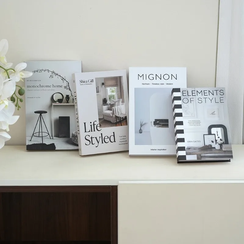 4 Stücke Gefälschte Bücher für Heimtextilien Nordic Minimalistischen Englisch Simulation Bücher Hotel Villa Display Magazin Prop Bücher Dekor