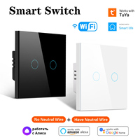 Wifi Wall Touch Smart Switch EU No Neutral Wire Required RF433Mhz Light Switch 220V Tuya Smart Home for  Alexa Alice Google Home