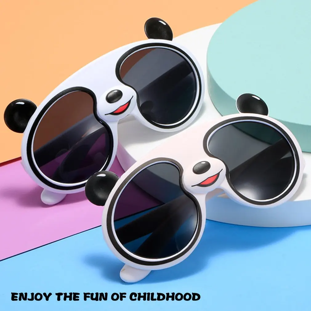 

Sun Glasses Soft Silicone UV Protection Kids Fashionable Shatterproof Cartoon Panda Design Child Eyewear For Outdoor