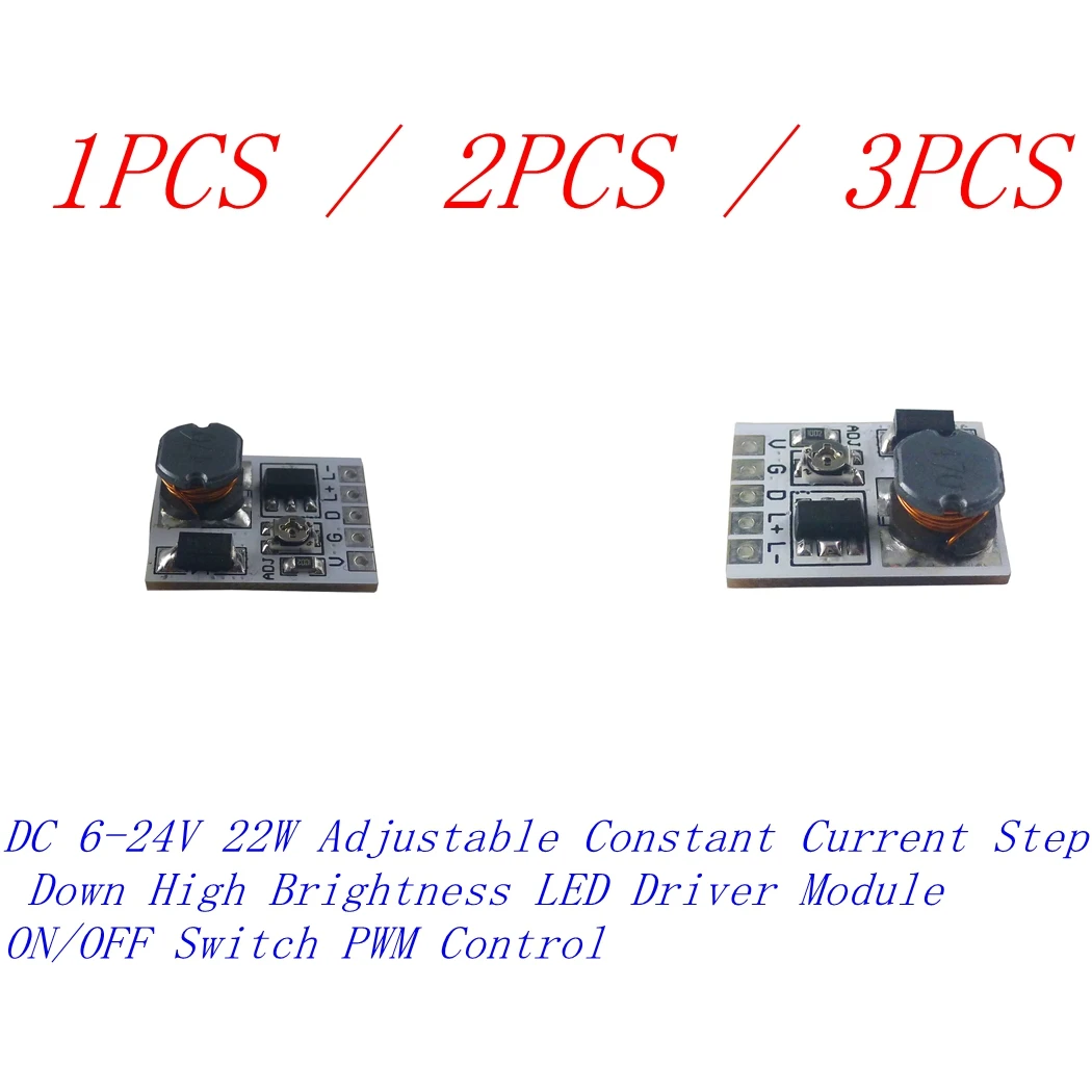 High Efficiency Integrated LED Driver Module for 22W LEDs with Adjustable Current and PWM Control, 6-24V DC Input