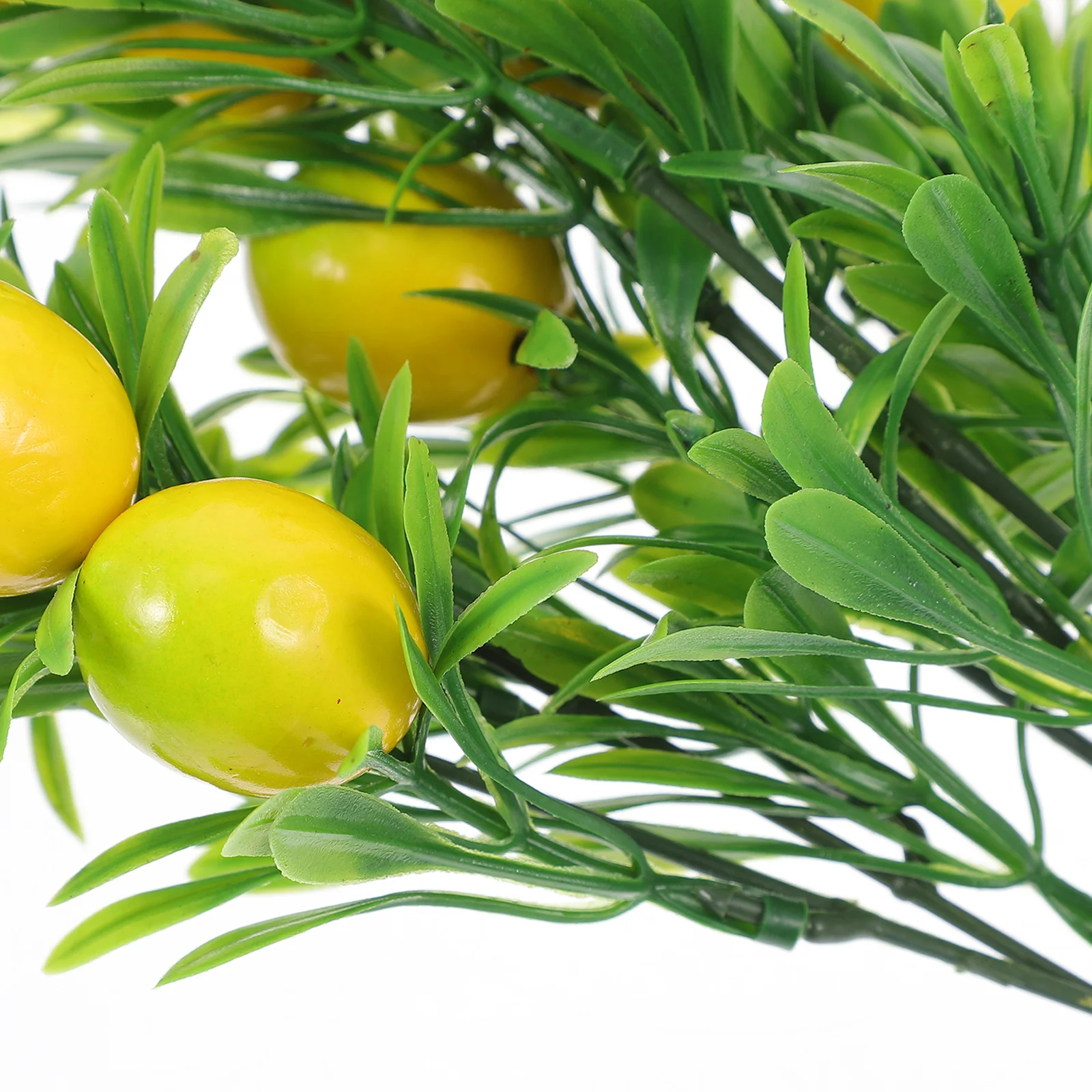 

2Pcs Bright Color Faux Lemon Branches Easy Care No Watering Long Lasting Decor Artificial Lemon Tree Stem Fake Fruit Branches