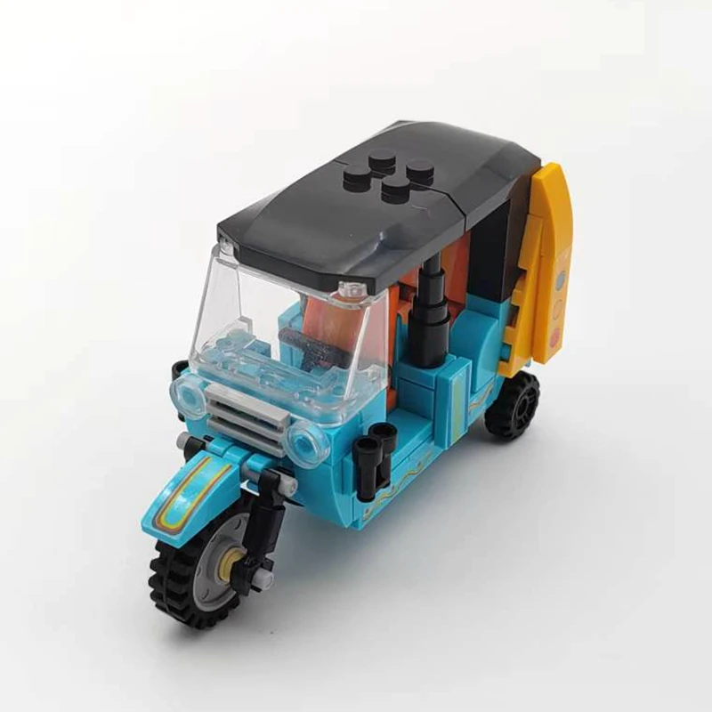 مدينة ثلاث عجلات نموذج دراجة نارية MOC اللبنات مركبة الطوب الفني هدايا عيد الميلاد لعب للأطفال الأولاد الأطفال الكبار #2