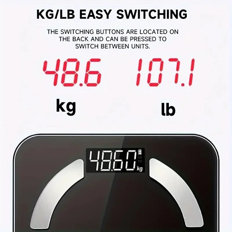 Smart Body Fat Scale High Precision Bluetooth Weight Scale with HD Display and Mobile App Connection for BMI Fat  Muscle