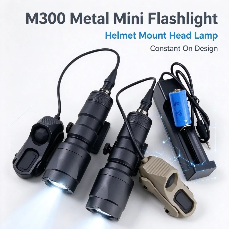 Steady Beam Mini Helmet Lamp M300 Aluminum Nylon Torch Portable Handsfree Light for Field Survey Night Walking Backcountry Trip