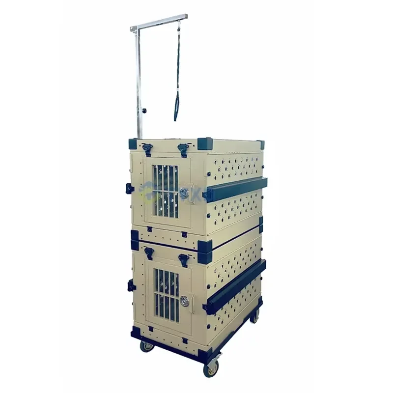 Portable Folding Stackable Aluminum Dog Show Cage Collapsible Dog Crate With Trolley and Grooming Arm