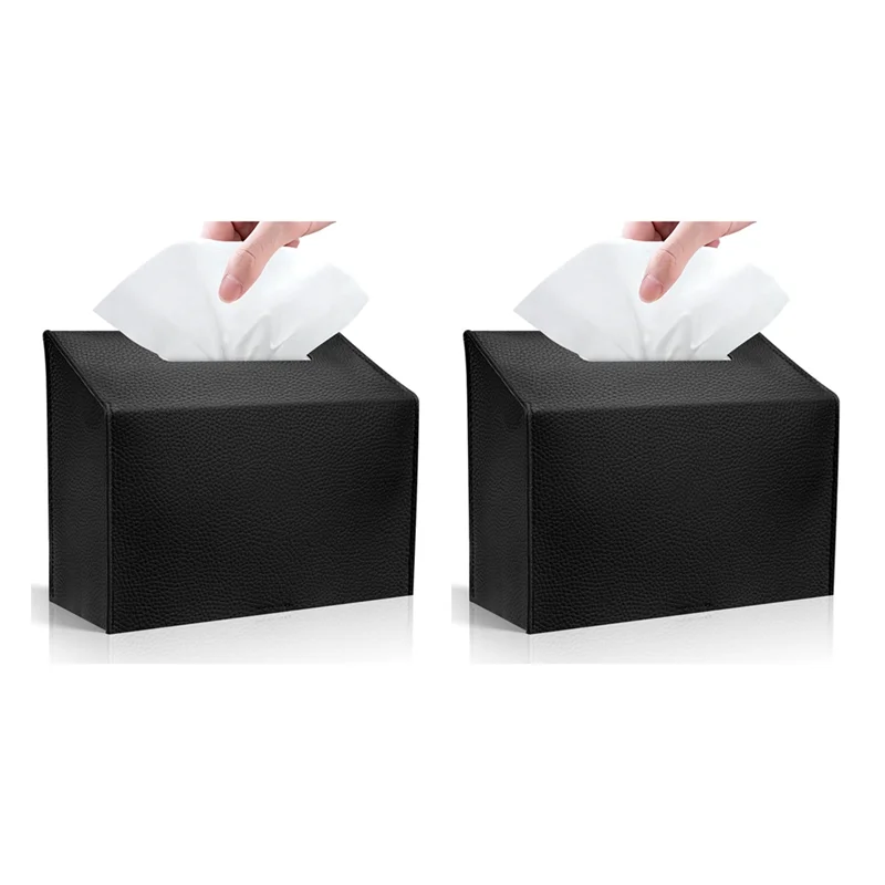 AEE4-Tissue Box Cover Holder Compatible With Paper Hand Towels,Leather Paper Towel Dispenser For Tabletop,Bathroom,Car,Office