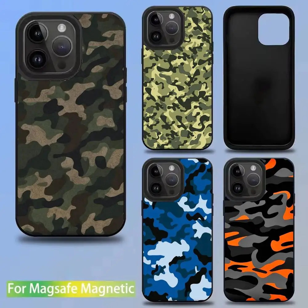 

Fashion Camouflage Phone Case For iPhone 16,15,14,13,12,11,Pro,Max,Plus,Mini,SE New Magsafe Magnetic Wireless Charging