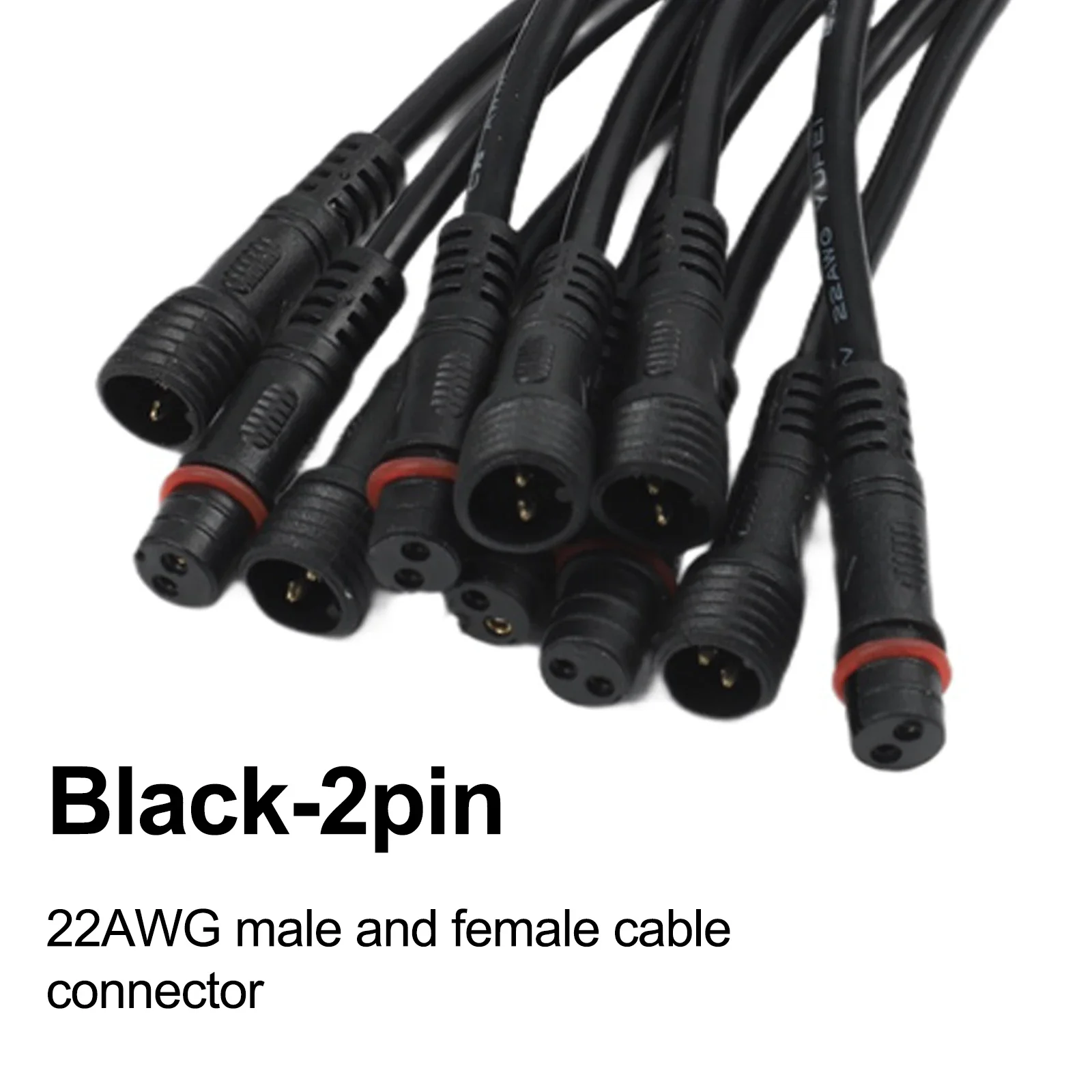 Cable Connector 2/3 Pin LED Cable Connector 22AWG Wire Waterproof (IP65) AC Current 40cm Per Pair (Pack Of 5 Pairs)