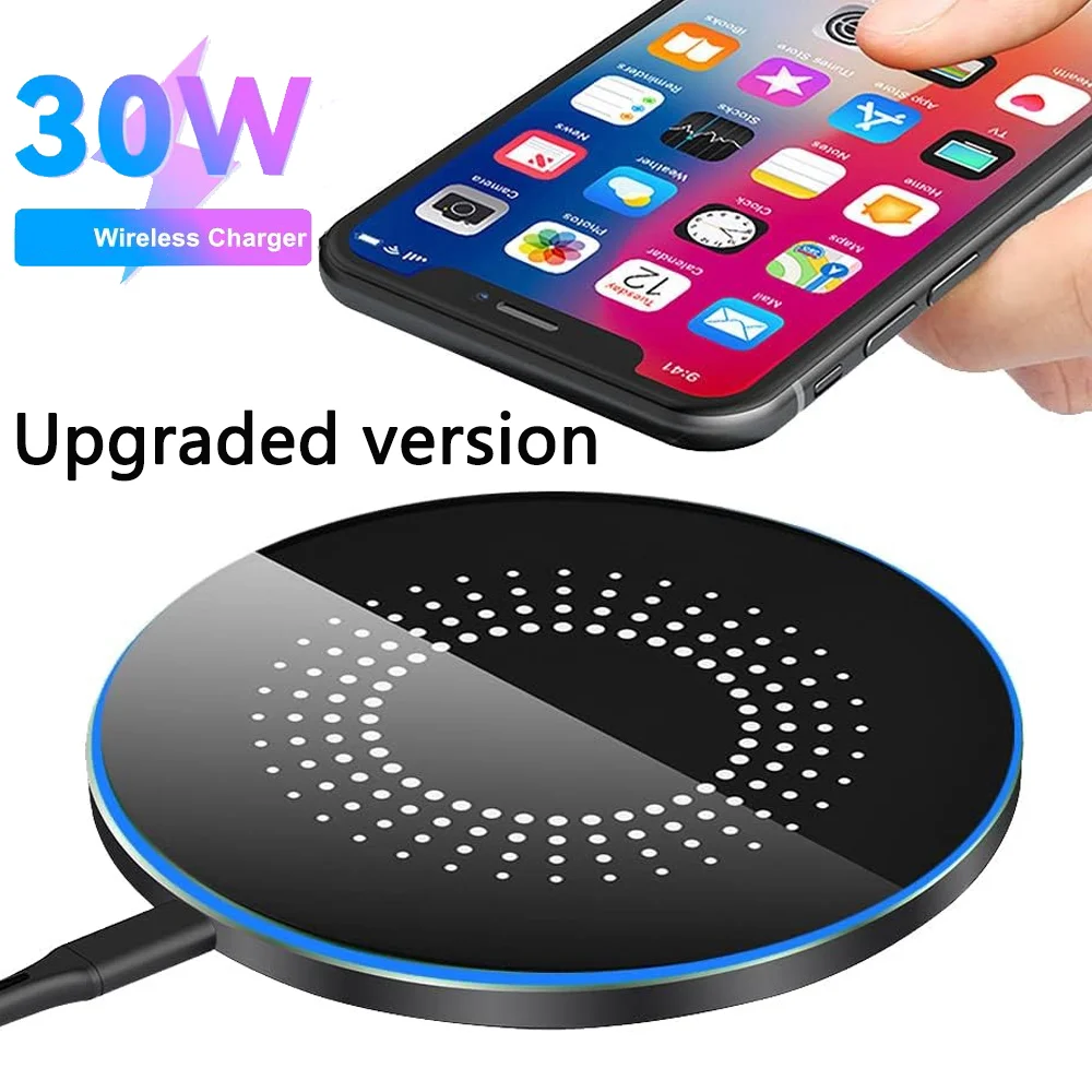 Upgraded Wireless Charger 30W Max Fast Wireless Charging Pad Compatible with iPhone 16 /15/14/13/12P