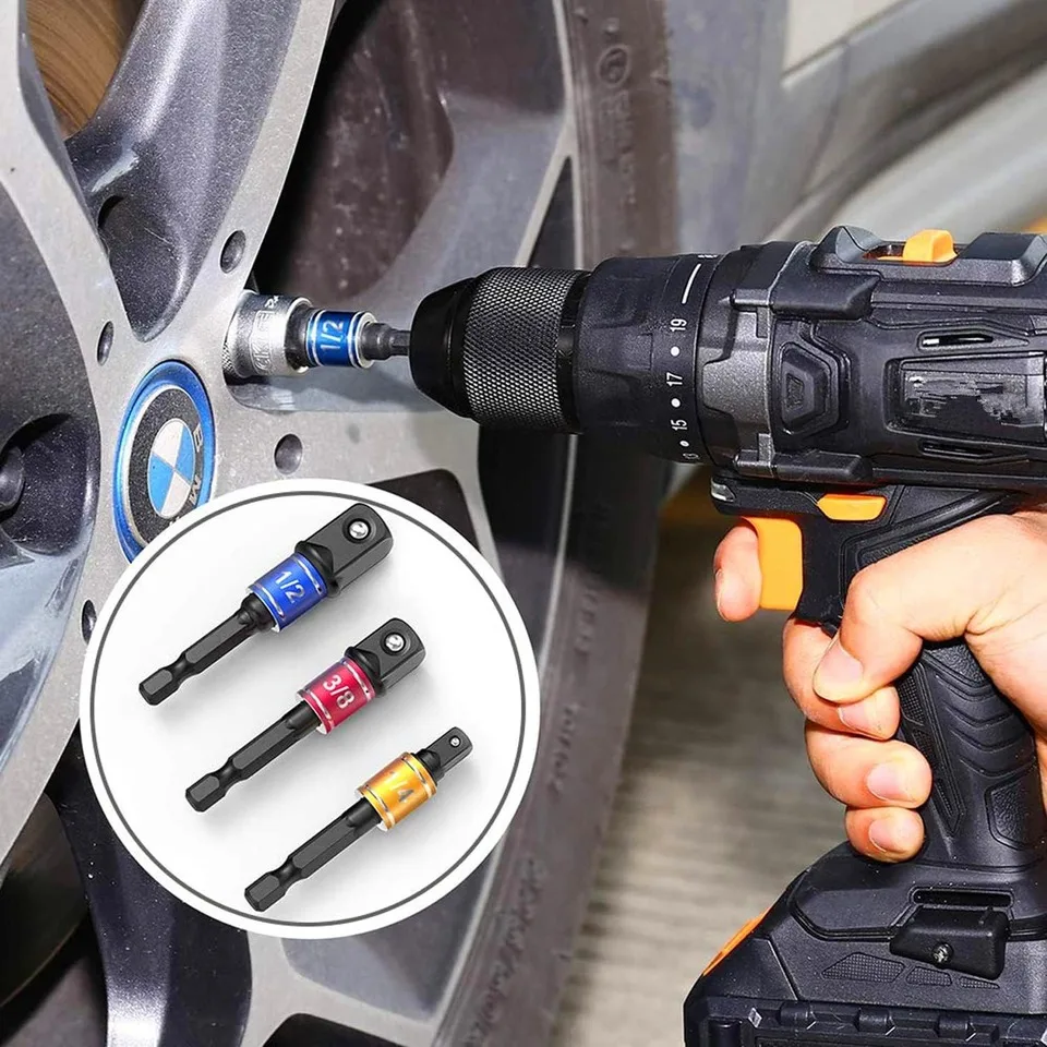 Impact Grade Socket Adapter Power Hand Tool Part 105 Degree Angle Driver Extension Set Screwdriver Holder Drill Nut Attachment