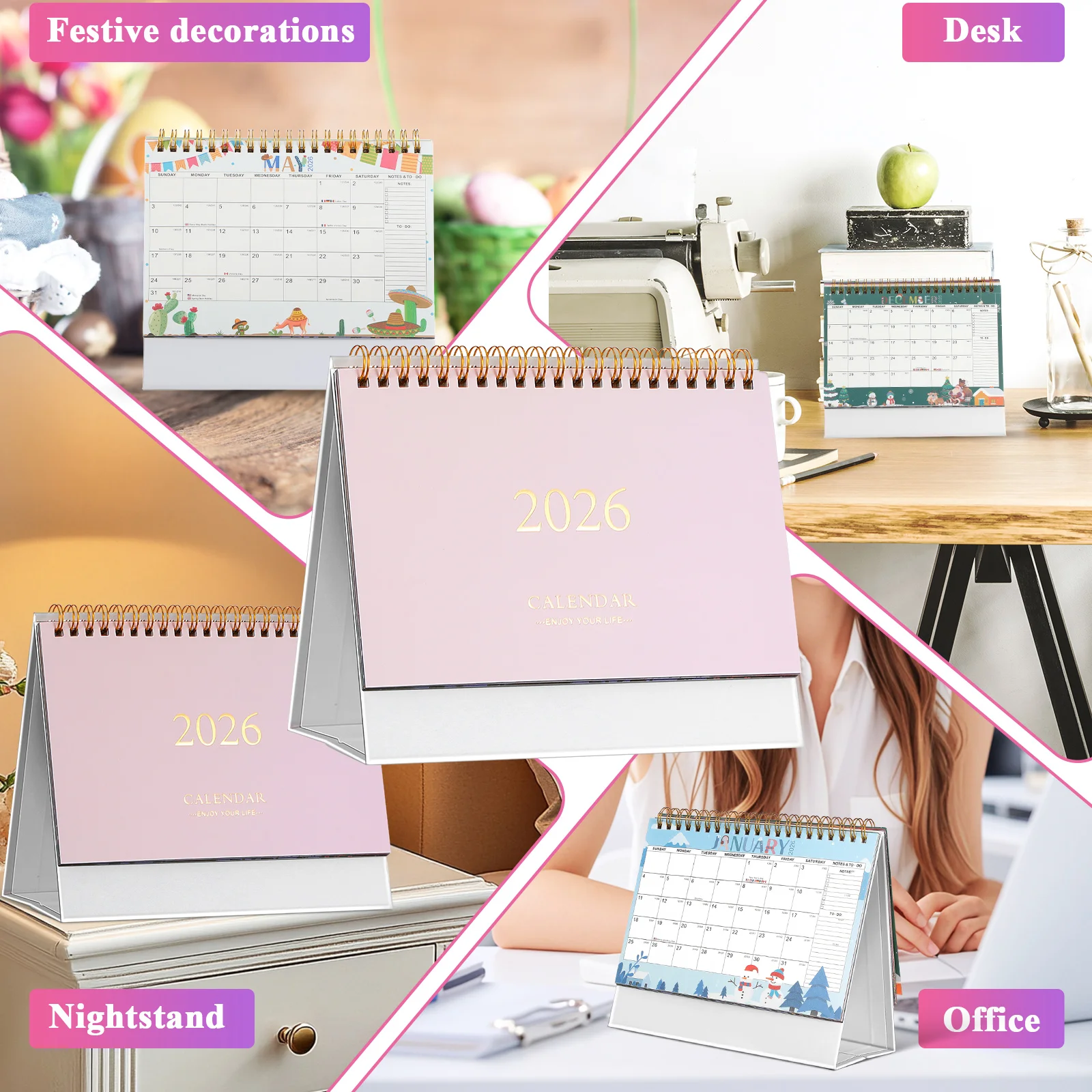2026 Mini Desk Calendar Compact Thick Paper Flip Design For Daily Schedule Planning Memo Writing Desktop Decoration Small
