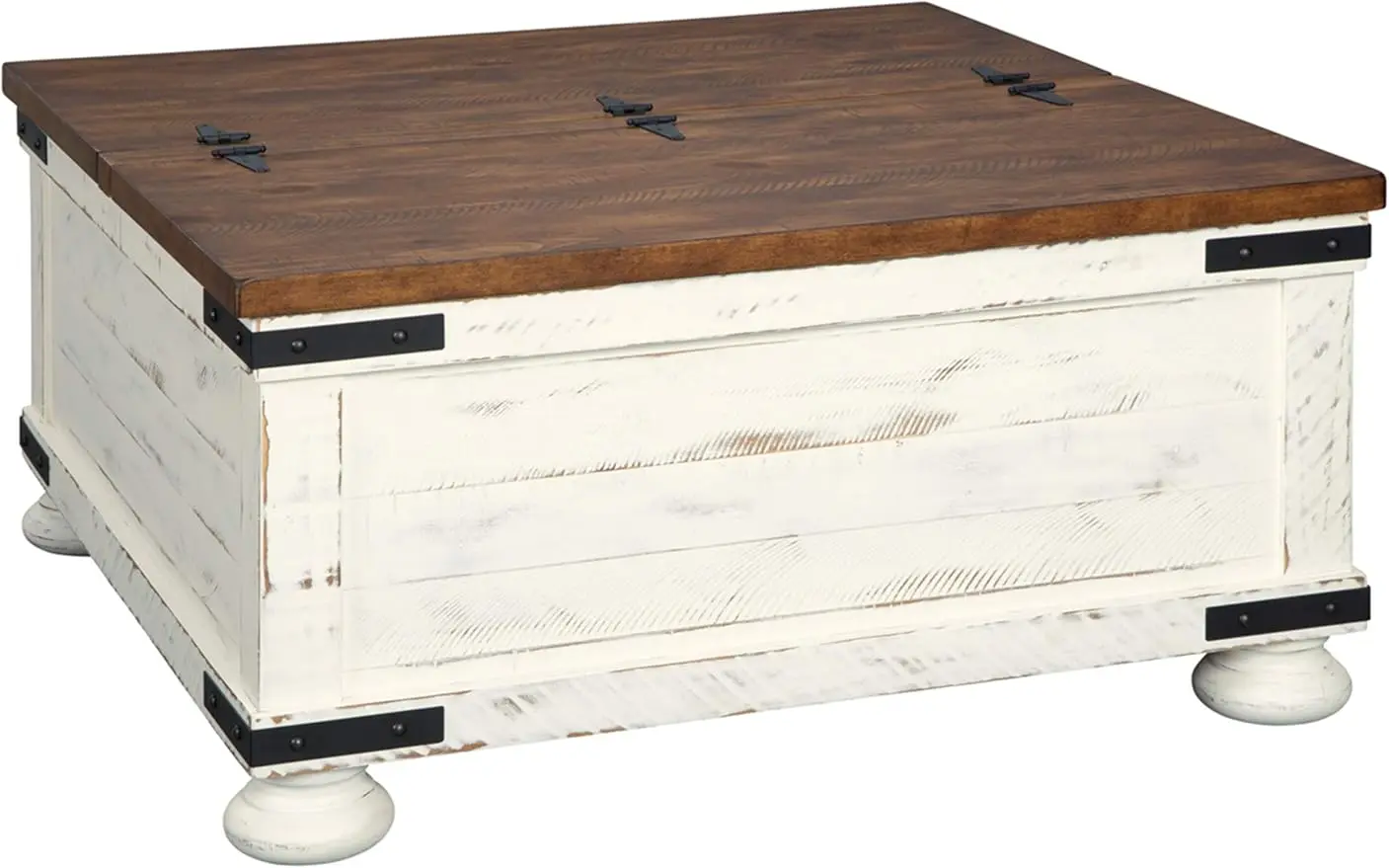 Signature Design Farmhouse Square Storage Coffee Table with Hinged Lift Top