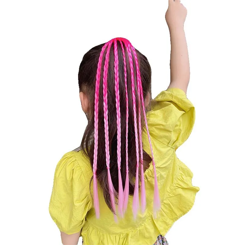 1PC nuove ragazze parrucche colorate coda di cavallo accessori per capelli per bambini fascia per capelli ornamento per capelli fasce elastici fasce