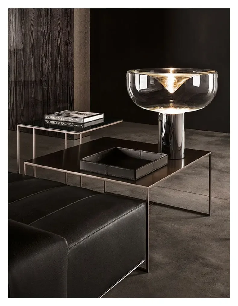 Modern Simple Bedside Table Lamp Nordic Light Luxury Radar Design Model Living Room Bedroom Bedside Light Glass Decorative LED