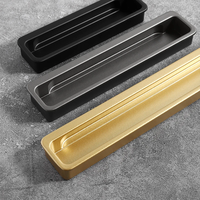 Simple modern drawer cabinet door shoe cabinet concealed built-in closet door slotted invisible sliding door handle