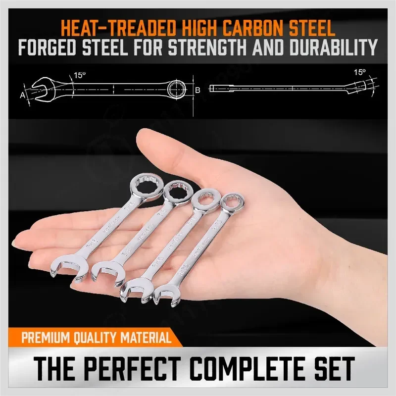 97469 20PC Metric and British Dual Purpose Wrench Set with 2 Mountaineering Buckles