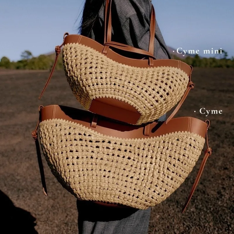 Women's Woven Top-handle Bag Large Capacity Straw Beach Handbags Simple Casual Shoulder Bags for Summer Vacation Tote Bag 2026