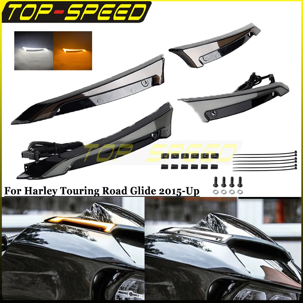 Motorcycle LED Turn Signal Light Tracer Fairing Windshield Decorative Lamp For Harley Touring Road Glide ST Ultra Special 15-UP