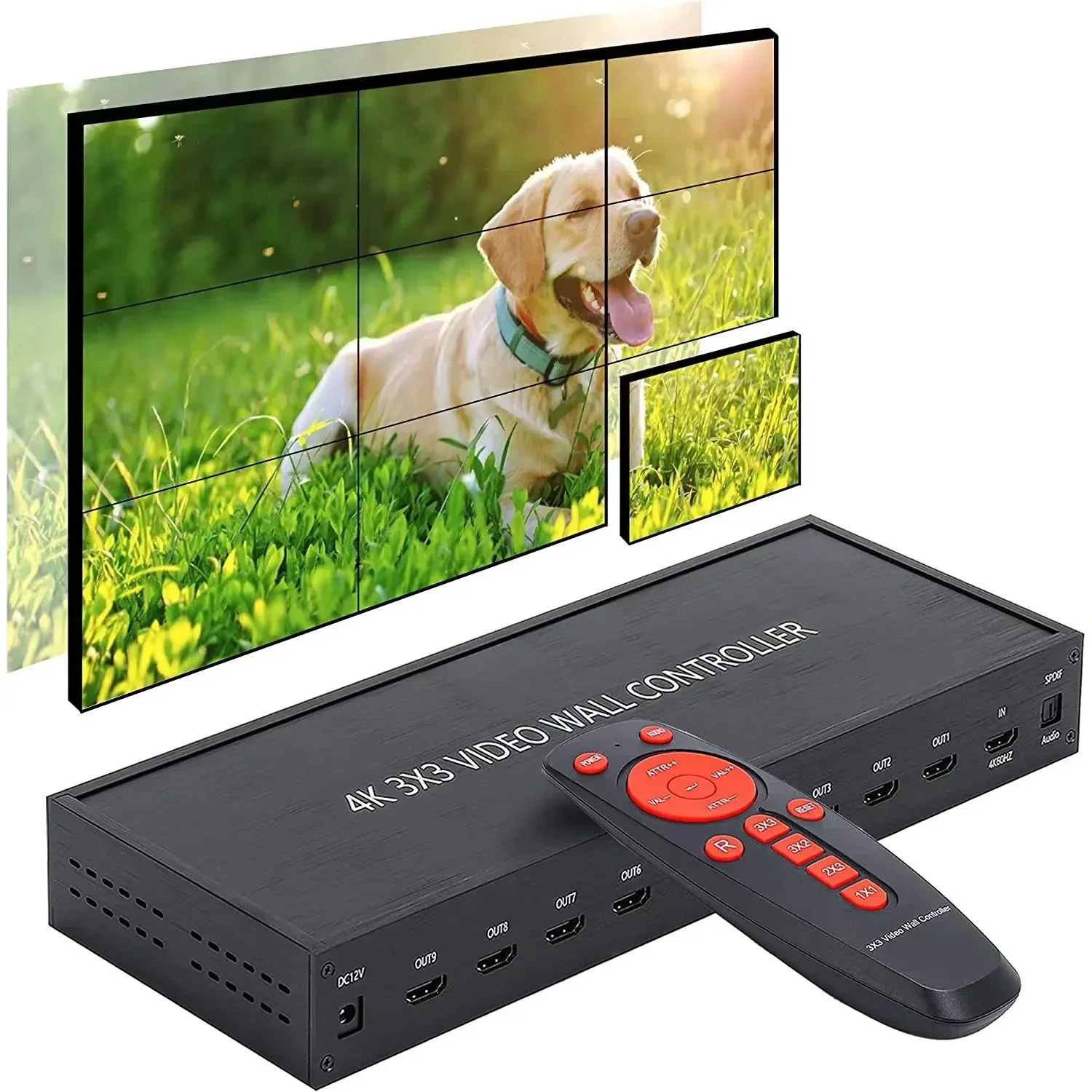 4K 3x3 HDMI Video Wall Controller 2X2 2X3 Multi Monitor Splicing Processor 9 Channel TV Splicer TV Wall Display Plug and Play