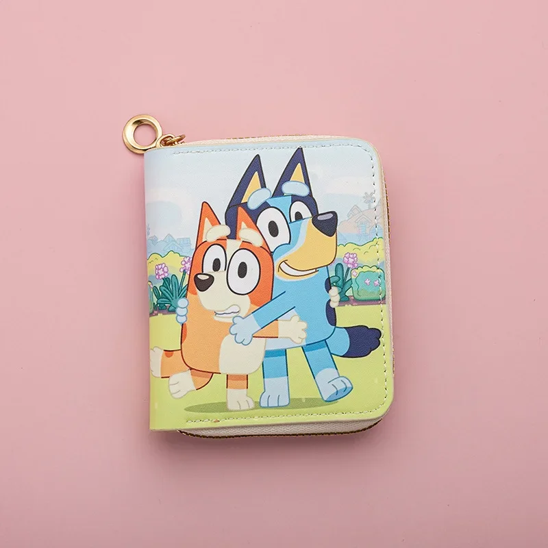 Cartera corta de dibujos animados Bluey para niños y estudiantes, Mini monedero con cremallera, regalo de moda, temporada escolar, familia, Bingo