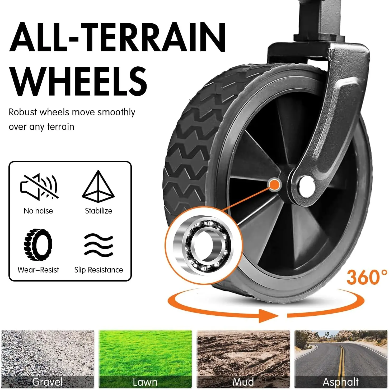 عربة عربة قابلة للطي للخدمة الشاقة NEOTEC ، للخدمة الشاقة ، قابلة للطي ، أداة خارجية مع عجلات صامتة ، مقبض قابل للتعديل
