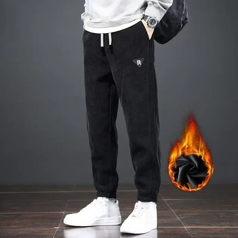 الشتاء الدافئة الصوف سميكة سروال قصير Sweatpants الرجال Sweatpants العصرية طماق غير رسمية متعددة الاستخدامات