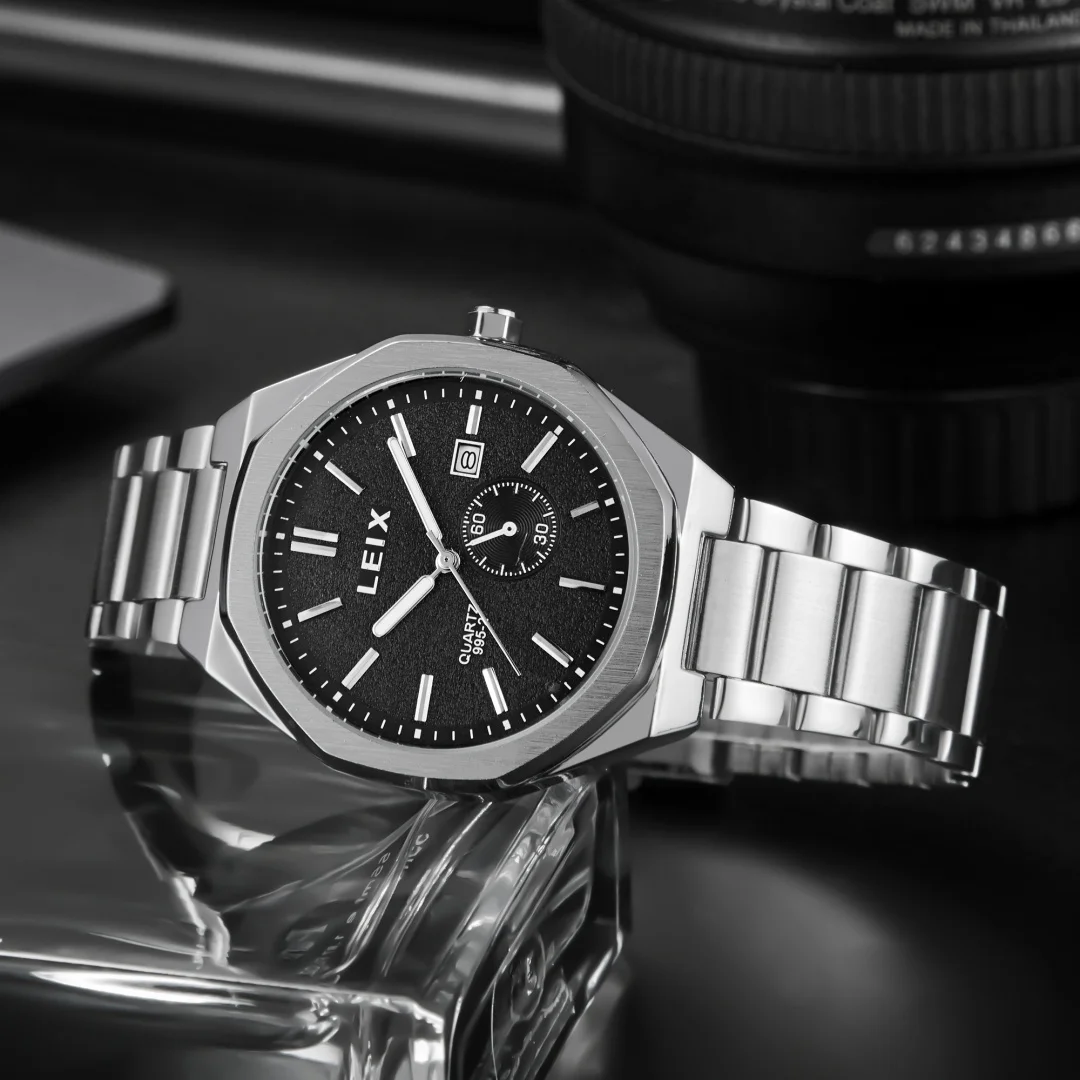 남성 클래식 손목 시계 비즈니스 라운드 다이얼 스테인레스 스틸 스트랩 쿼츠 시계 남성용 시계 Dropshipping