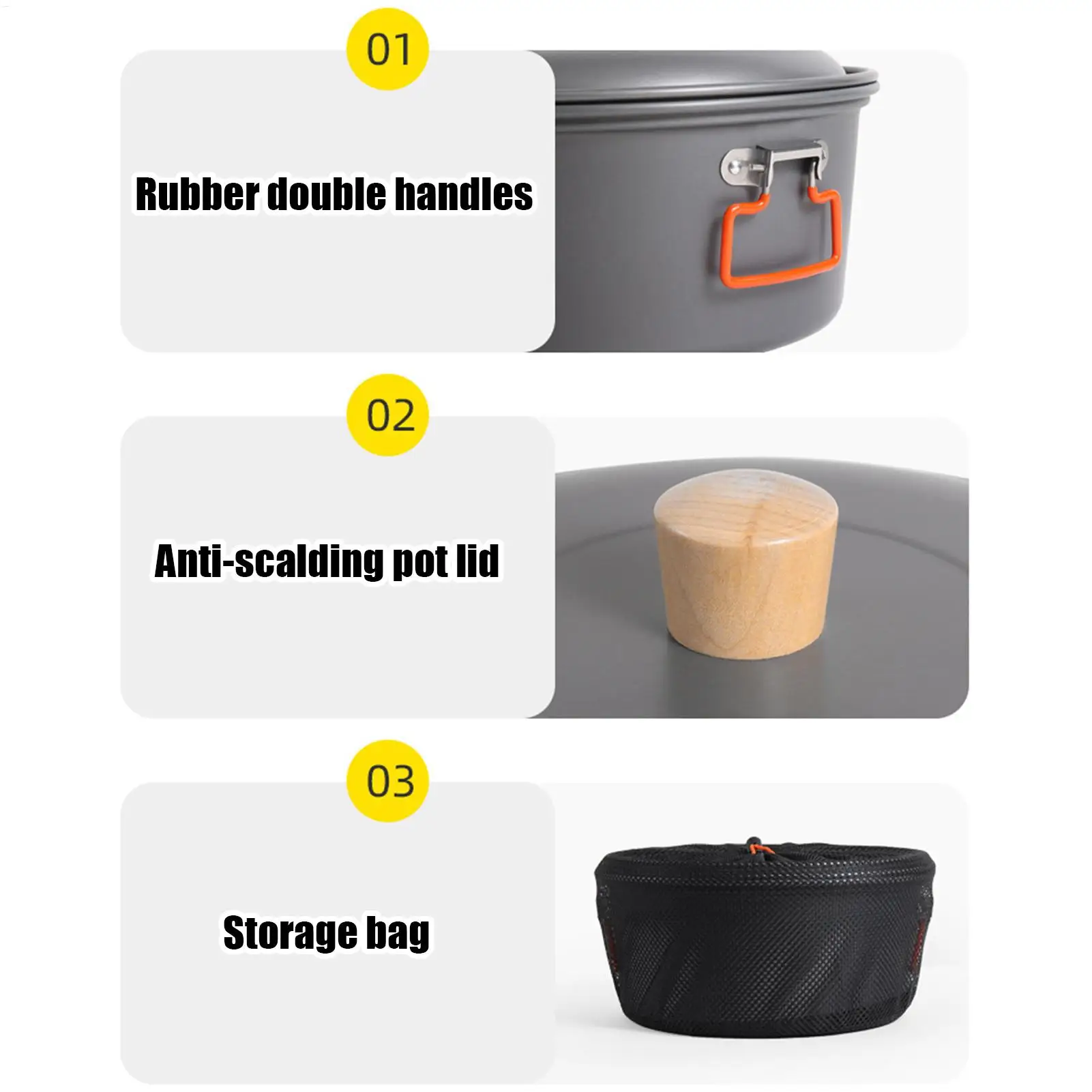 Camping Pan Large Capacity Steaming Camping Cookware Aluminum Alloy Heat-Resistant Camp Steamer Portable Picnic Gear for Boiling