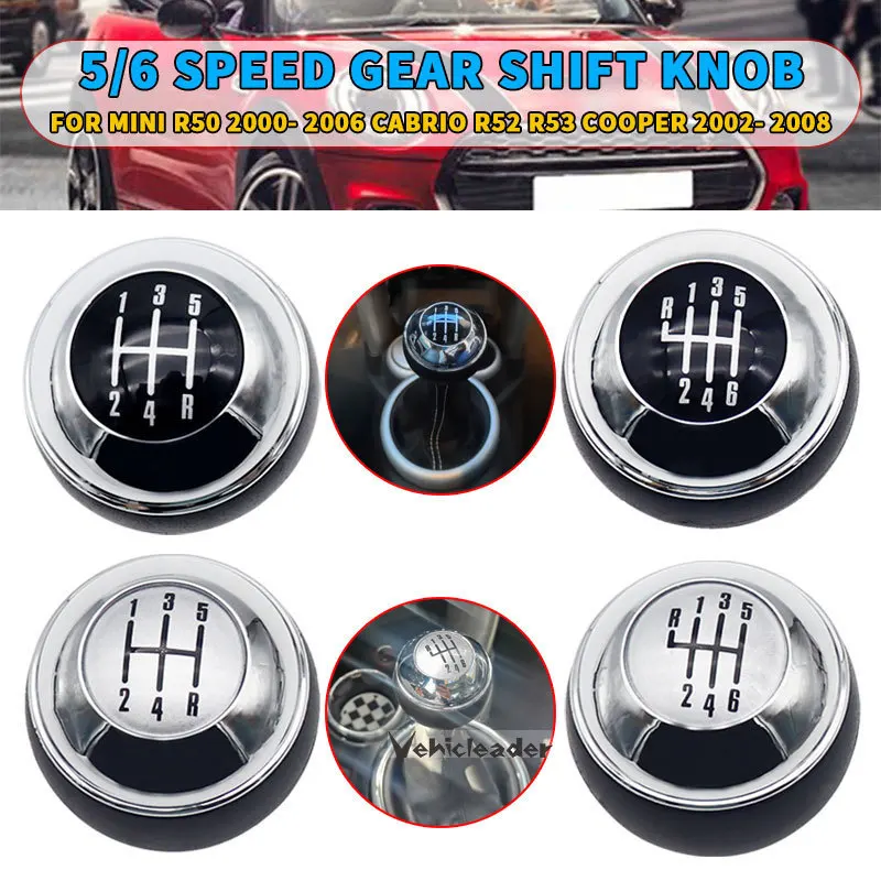 5/6 Speed Manual Chrome Car Gear Shift Knob Lever Shifter Handle Ball For Mini R50 2000-2006 Cabrio R52 R53 Cooper 2002-2008