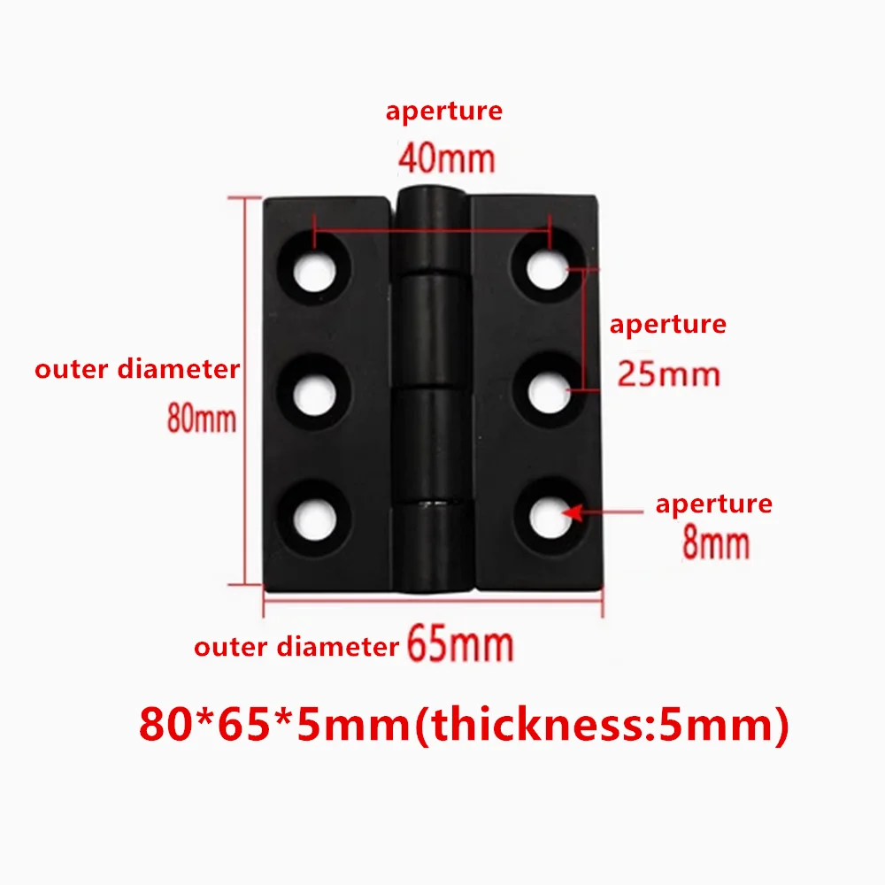 2pcs 80x65x5mm Black Hinge Aluminum Profile Metal Hinge Zinc Alloy Hinge