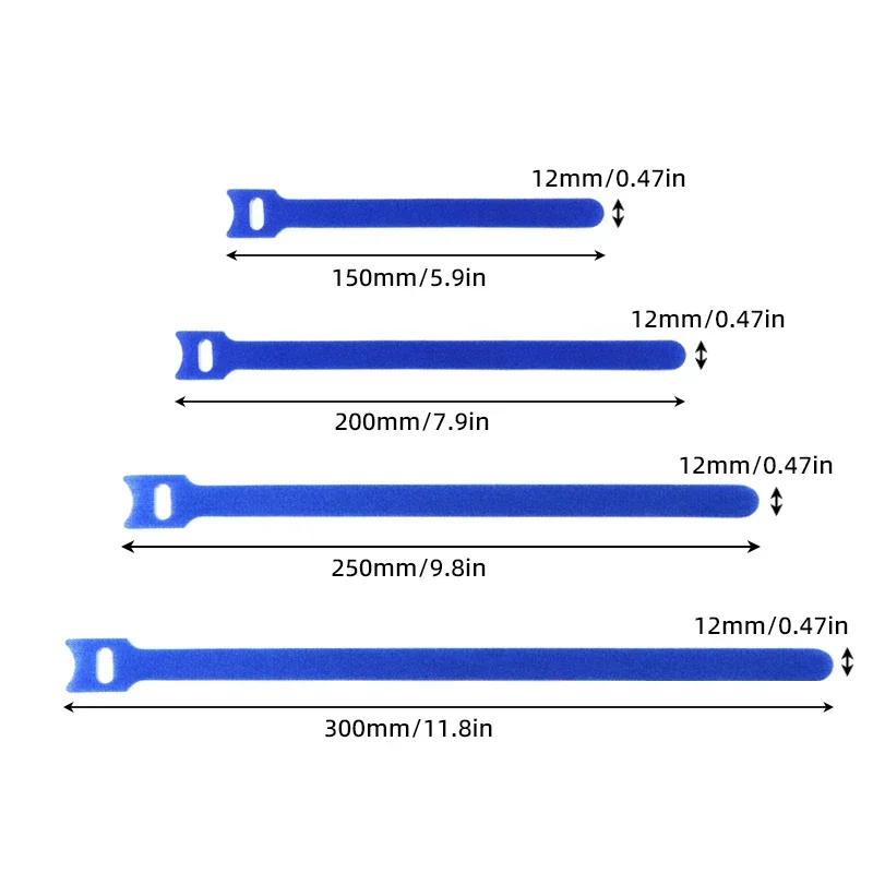 Blue T-type Reusable Fastening Cable Ties Adjustable Cord Ties Nylon Cable Management Straps Hook Loop Cord Organizer Wire Ties