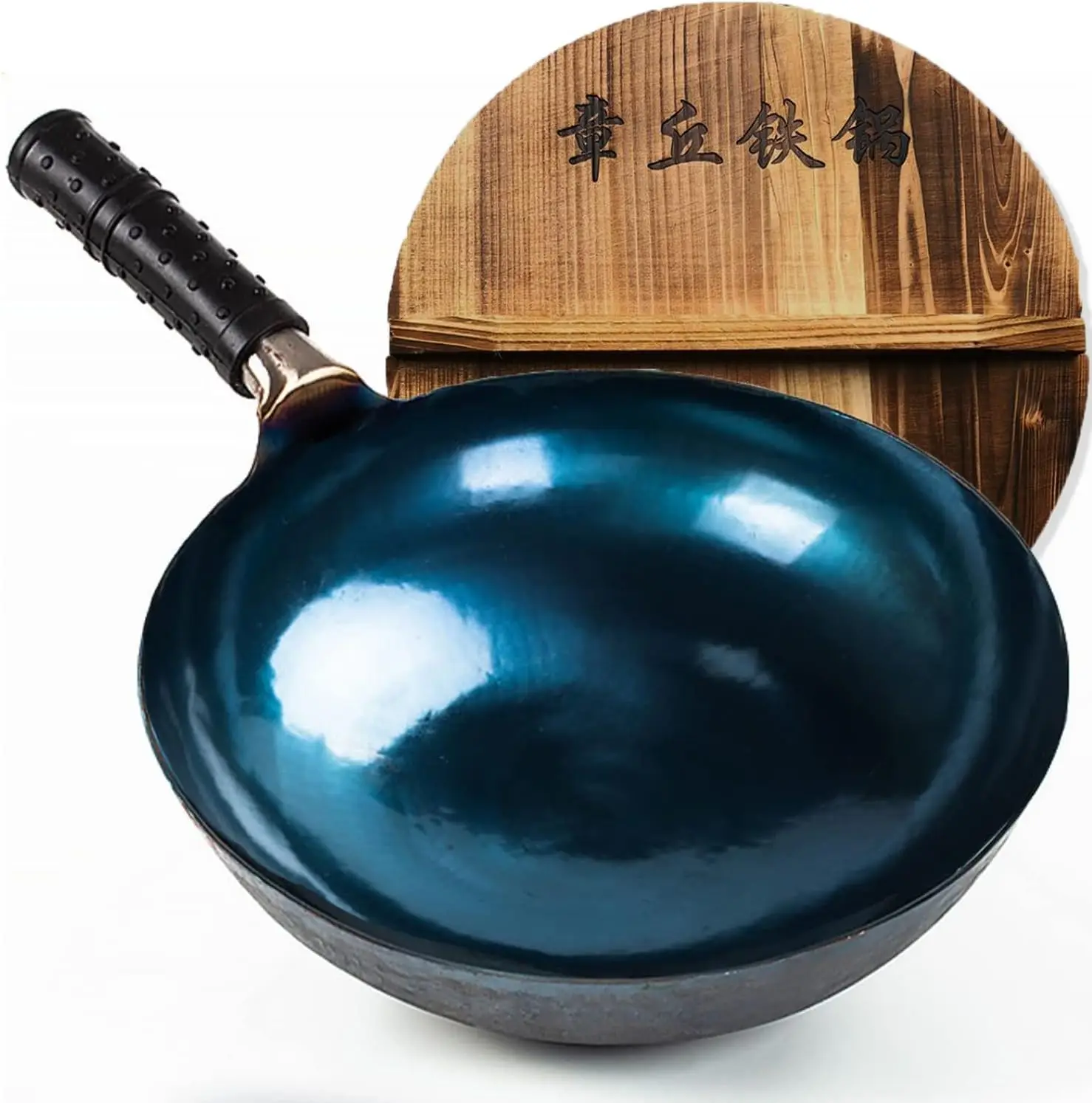 

13-дюймовая китайская кованая железная сковорода вок с крышкой и круглой подошвой сковорода вок с антипригарным покрытием, идеально подходит для домашнего использования a