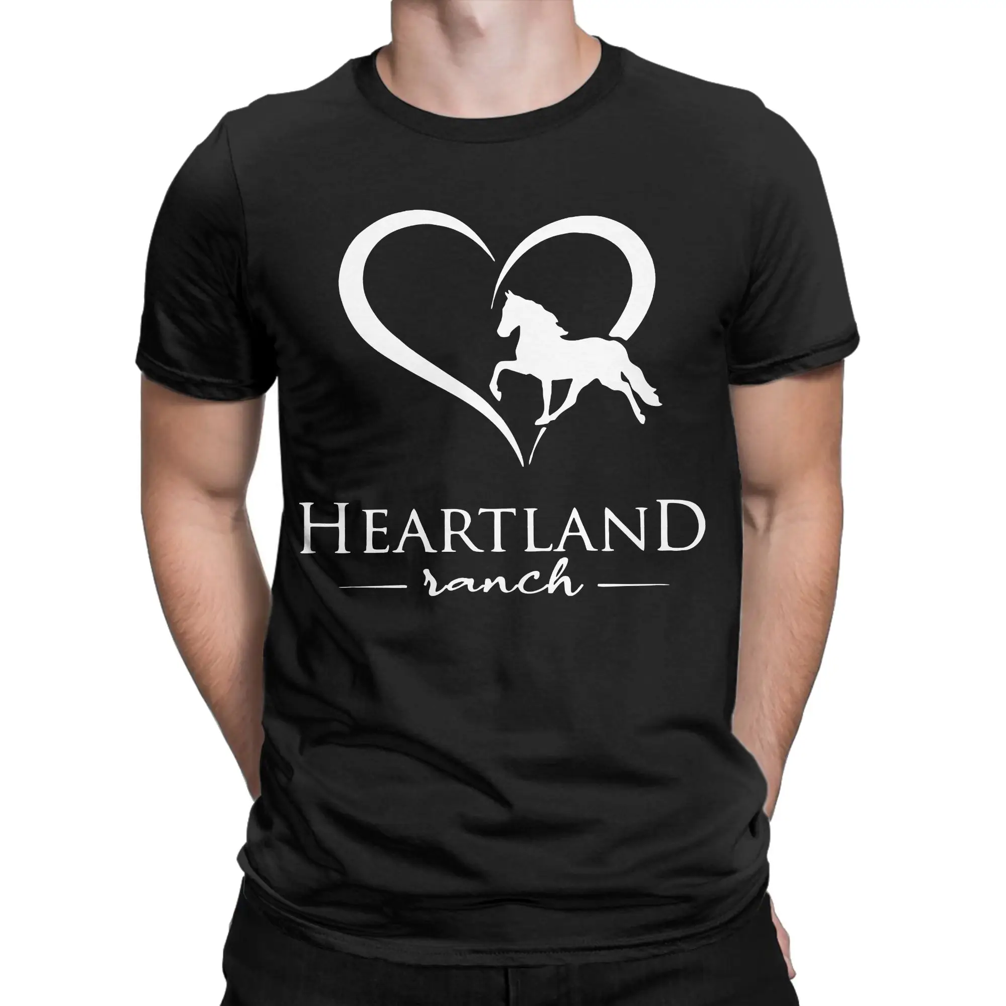 Glitter Sunset Heartland Ranch US T-Shirts Men Women HL Horse 100% Cotton Tee Shirt Round Neck Short Sleeve T Shirt Party Tops