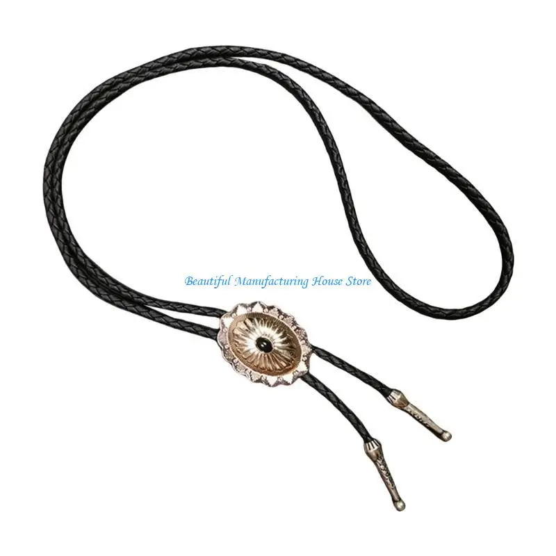 E56A Cool Tie Necktie Braided Shoestring Tie Western Necktie Necklace Male Rodeos Costume Accessory