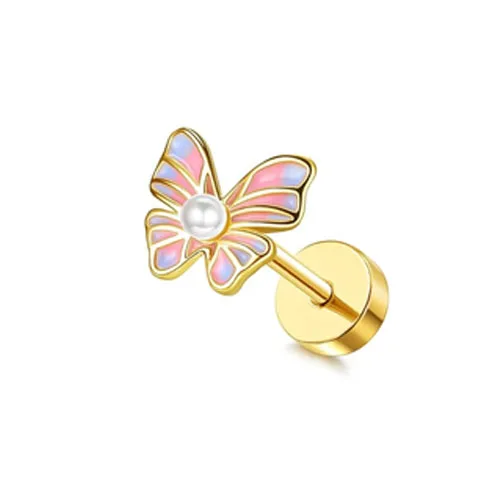 Gold Flat Back Stud Earrings for Women
