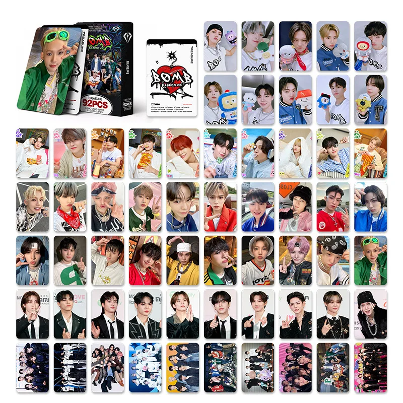 TREASURE MAKER Collection Holografische Fotokarten + Aufkleber Fan Merch Bundle für Treasure BOMB Fans