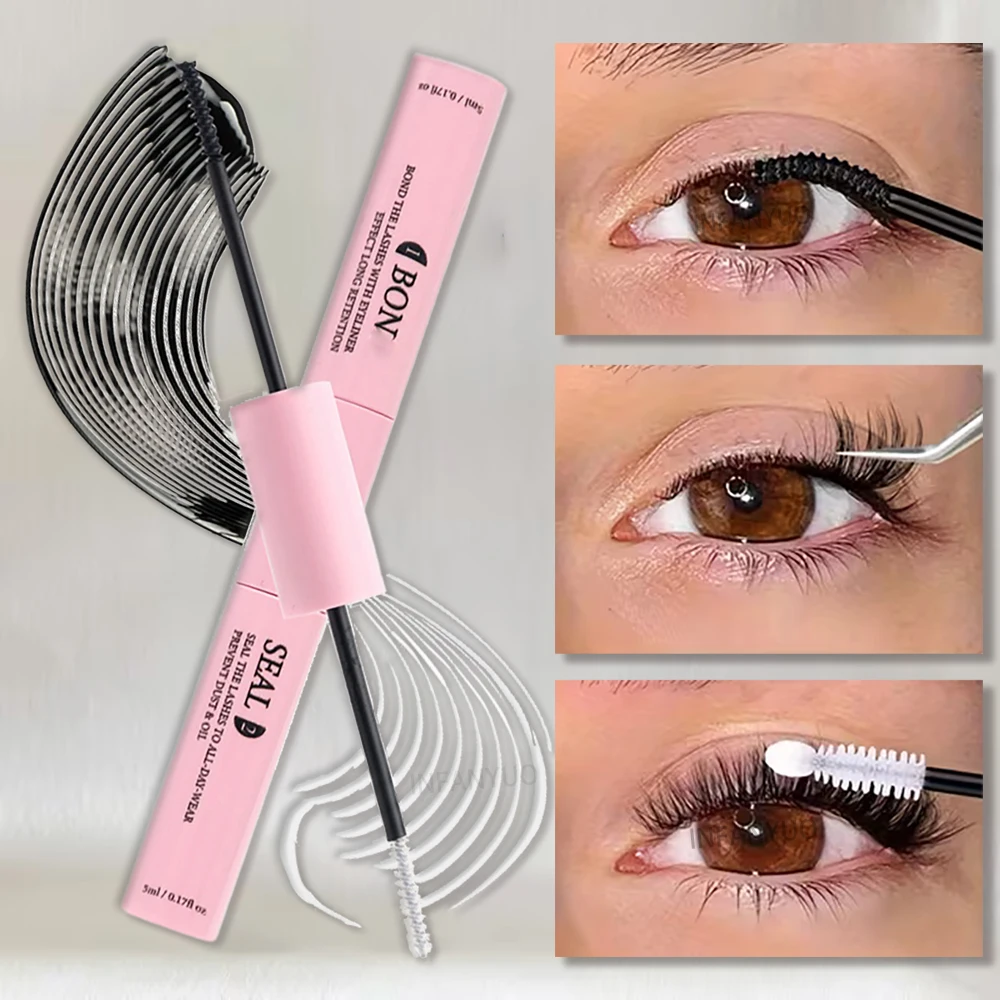 Pegamento para pestañas de doble punta, unión y sellado, extensión de pestañas DIY de 2 pasos, duradero, fuerte adherencia, maquillaje, pegamento para eliminación de pestañas combinado