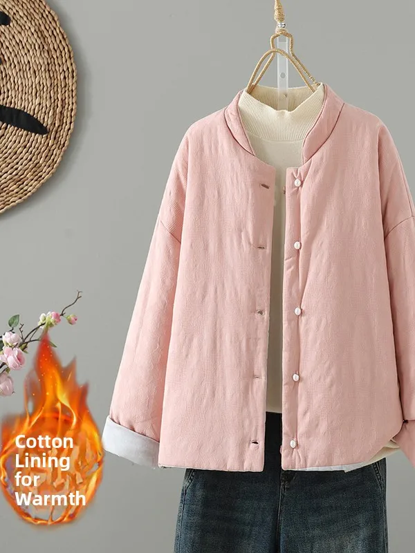 Nuovo cinese Sle Jaet da donna in cotone rosa Bottoni vintage Cappotto invernale bifacciale Cappotto invernale in cotone di piccole dimensioni Autunno Wi...
