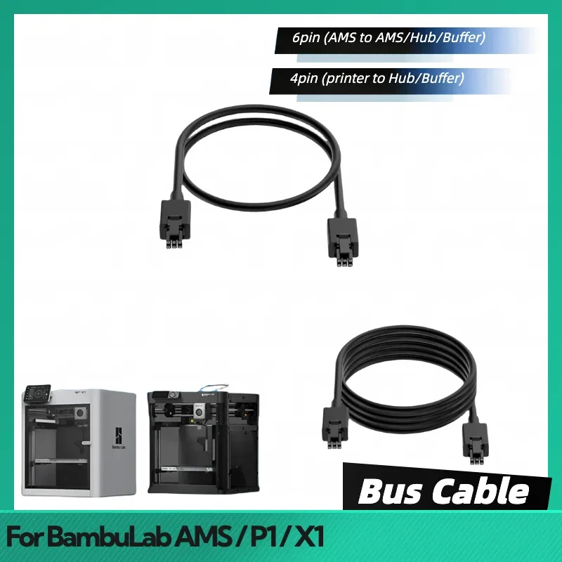 For Bambu Lab AMS Hub Cable to AMS X1 to Buffer 6pin Bus Cable for AMS 4pinBambu Lab Hub 4pin Bus Cable