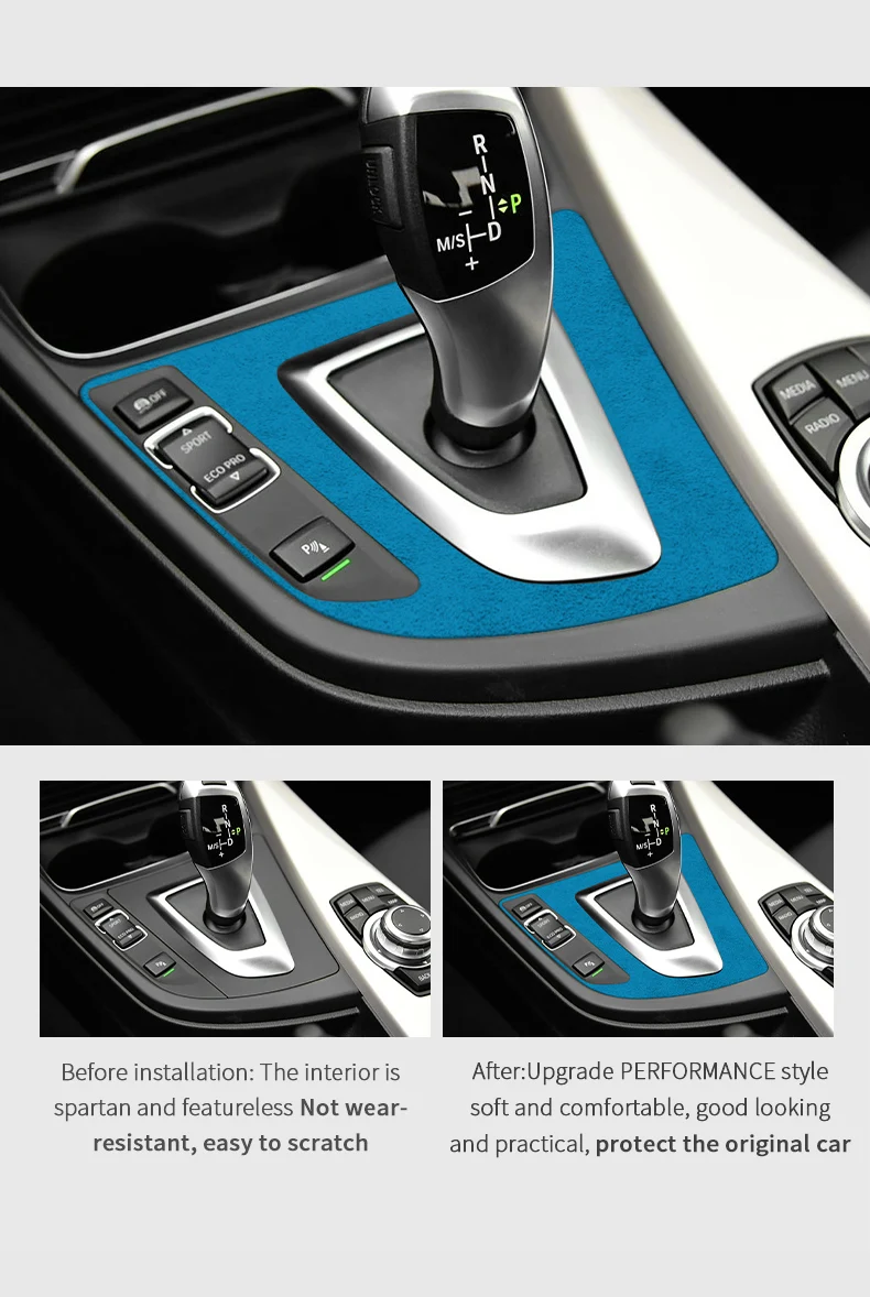 Für BMW 3 4 Serie F30 F34 F32 F33 F36 Hergestellt aus Alcantara Getriebe Shifter Panel Abdeckung Trim Aufkleber Auto Innen Tuning Zubehör – Detail 3
