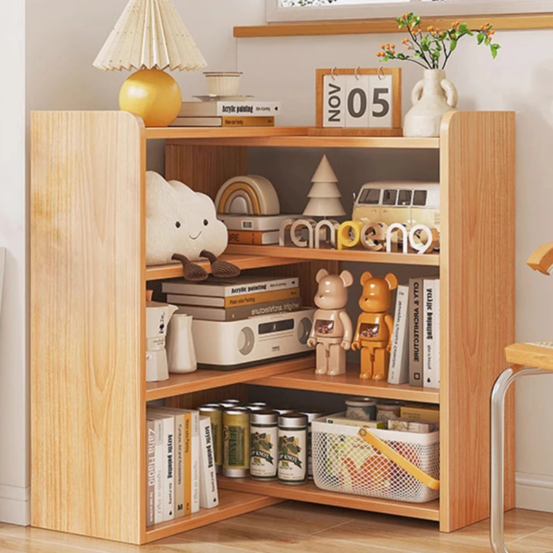 Library Scalable Bookcases Wooden Standing Student Simple Plant Elegant Corner Open Bookshelf Makeup Estanteria Nordic Furniture