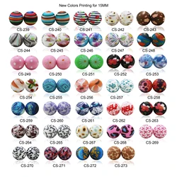 10/20Pcs New Printed Silicone Beads 15mm Round Leopard Flowers Beads For Jewelry Making DIY Necklace Bracelet Accessorie