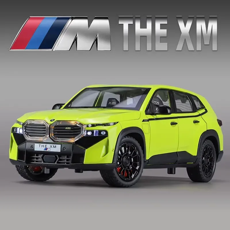 

1:24 внедорожник BMW XM с высокой симуляцией, литый под давлением звук и фотоэлемент, модель автомобиля из металлического сплава, коллекция детских игрушек